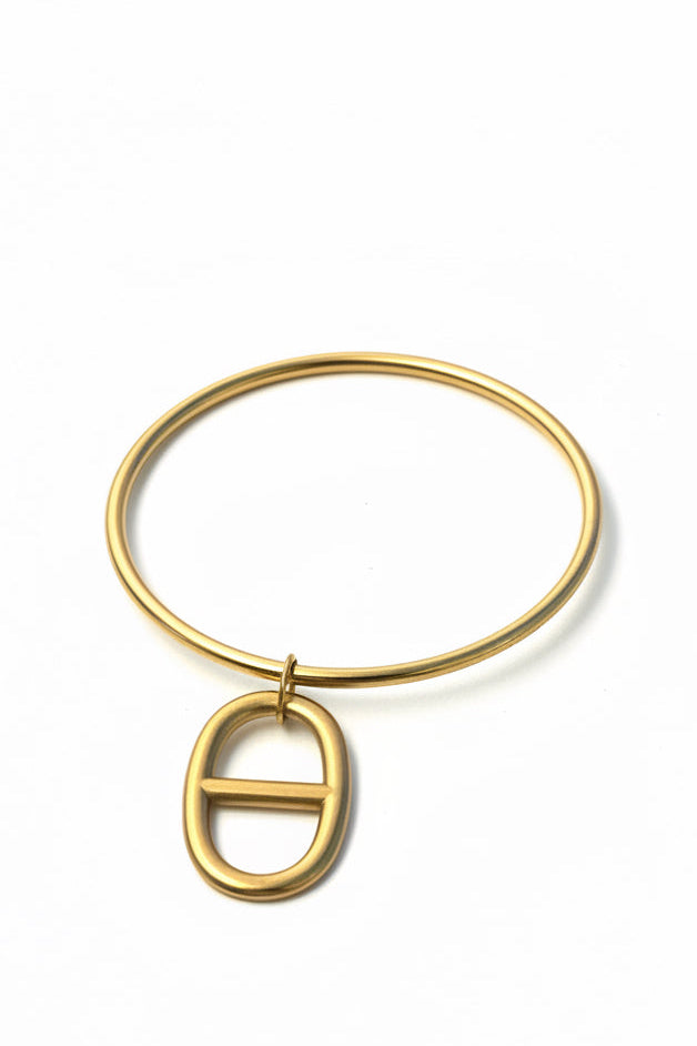 Jonc doré maille marine, vue détail - Aleca Jewelry