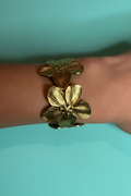 Bracelet jonc fleurs dorées acier inoxydable - Aleca Jewelry